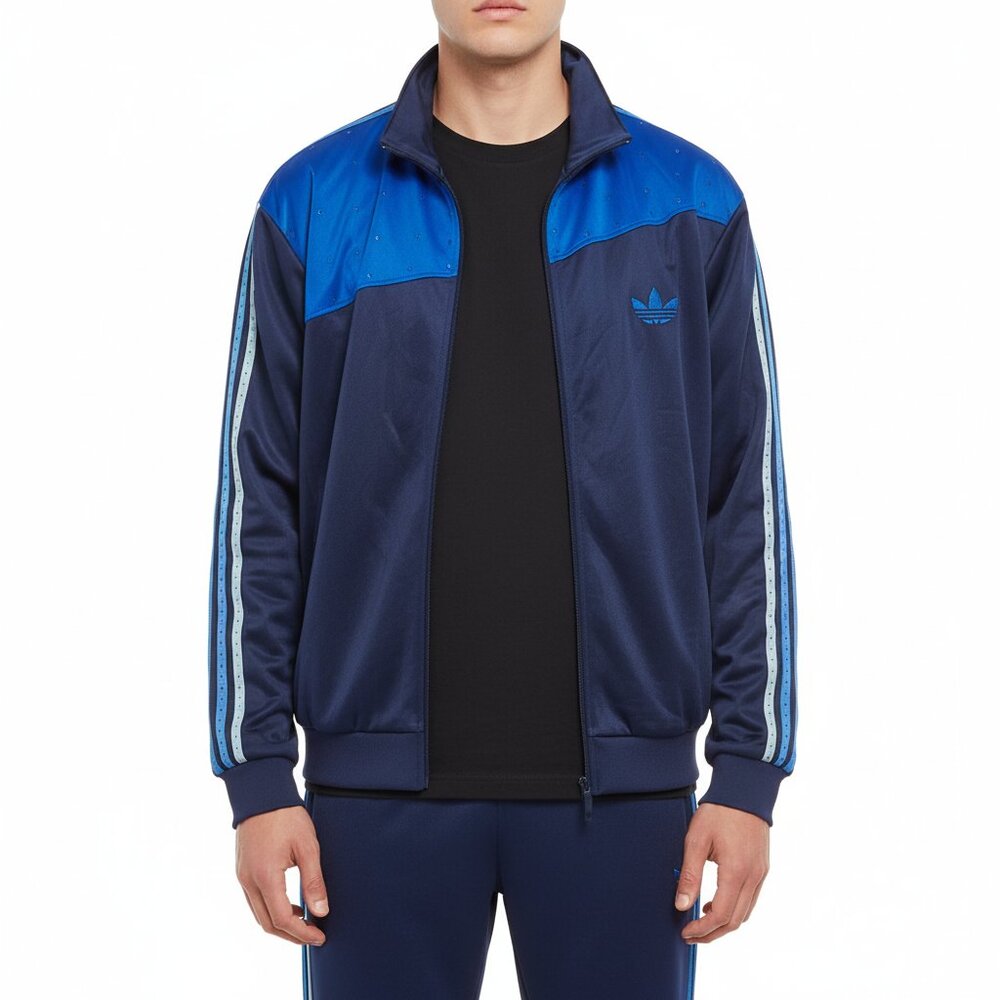 Adidas Originals Navy Blue Rhinestone Track Jacket – Men’s 2XL